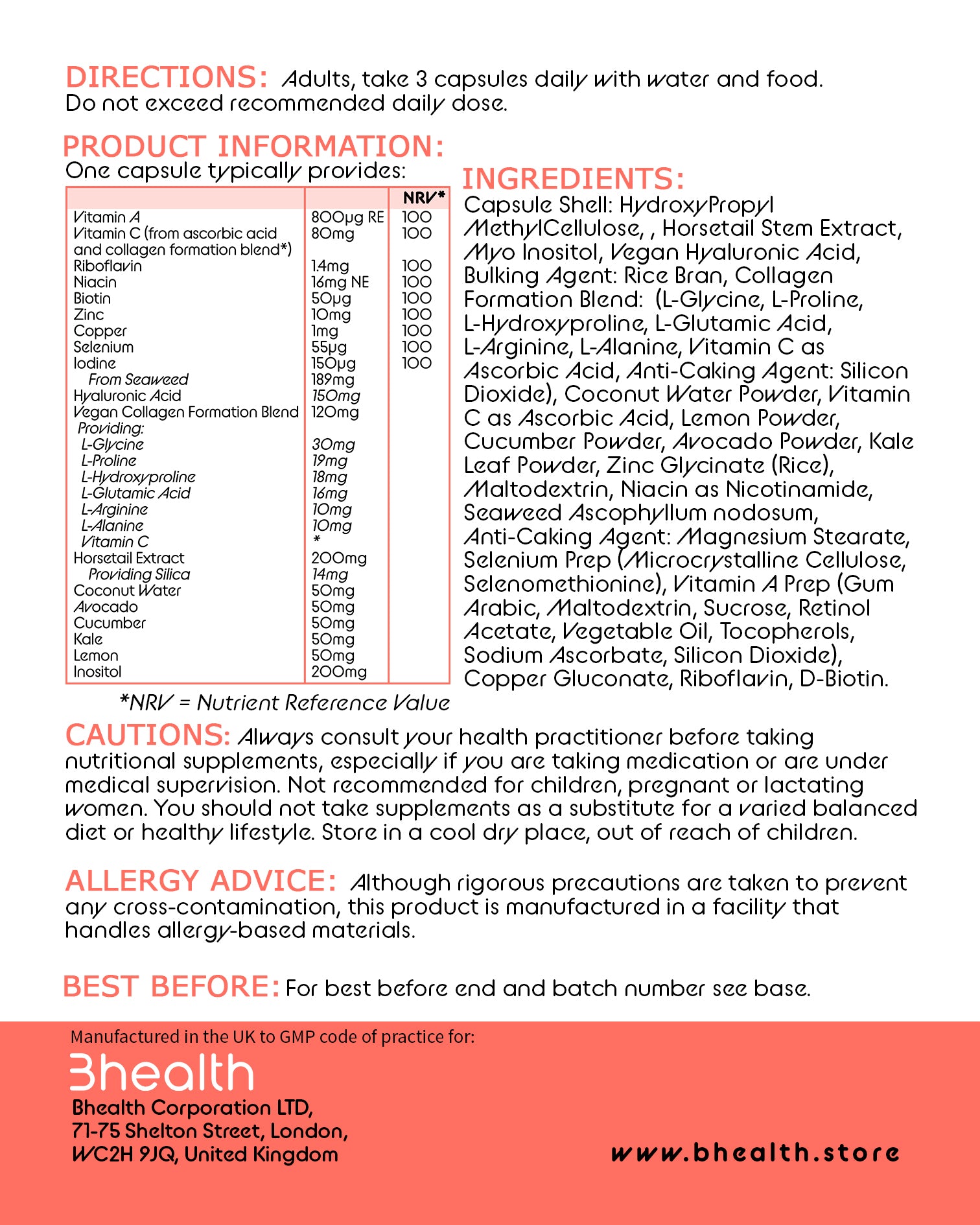 Bhealth Hair, Skin & Nails All - in - One - Bhealth Store