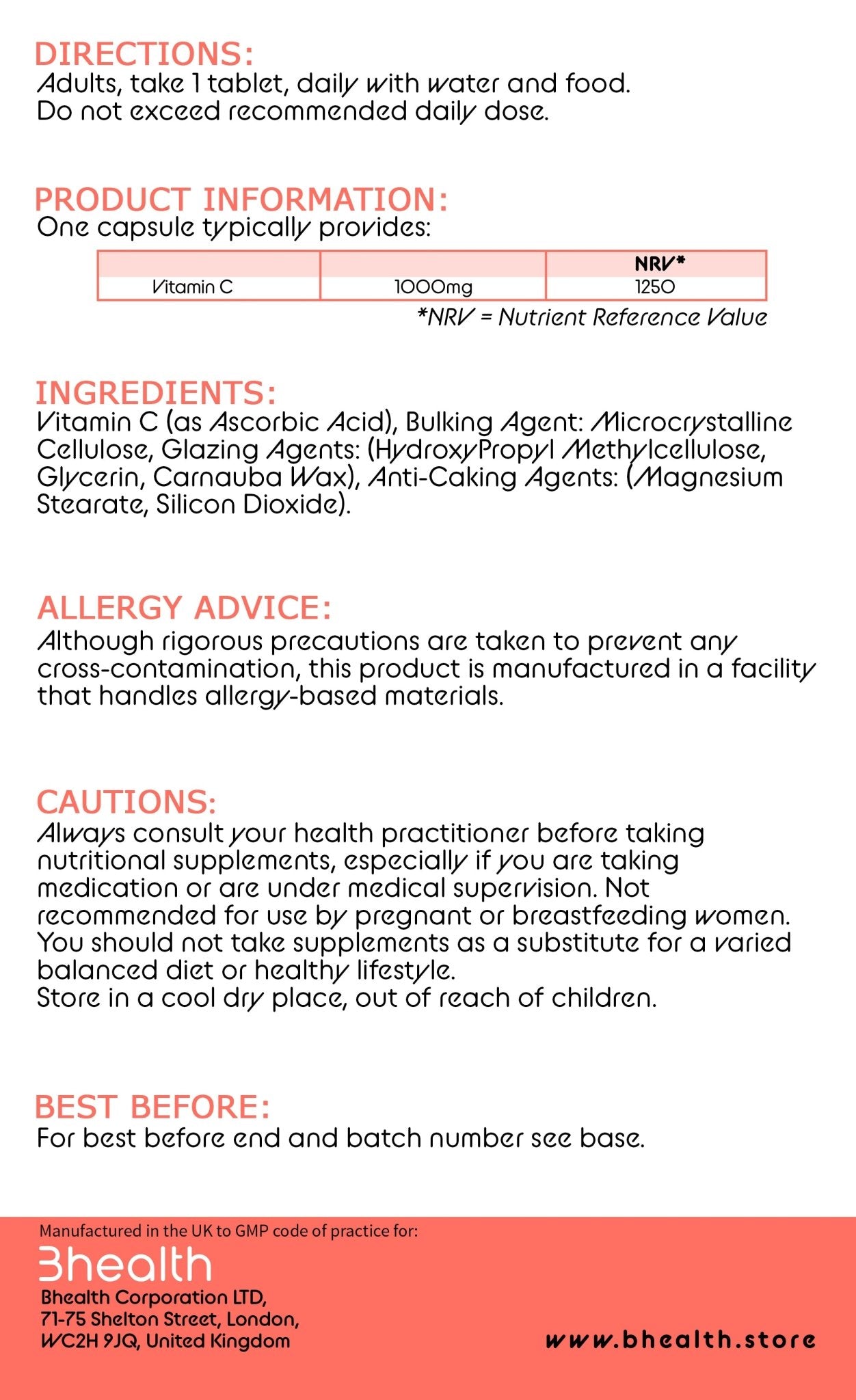 Vitamin C 1000mg - Bhealth Store